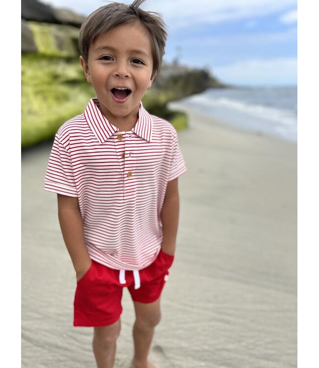 Me & Henry Red/White Polo