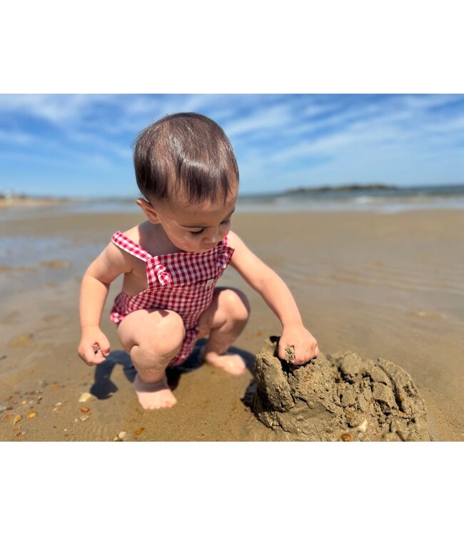 Me & Henry Red/White Plaid Gauze Bubble