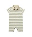 Me & Henry Grey/White Striped Polo Romper