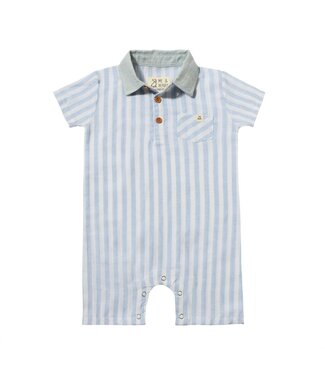 Me & Henry Blue/White Stripe Woven Romper