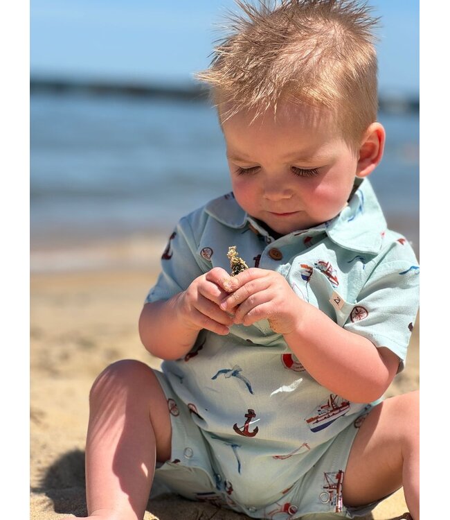 Me & Henry Blue Nautical Romper