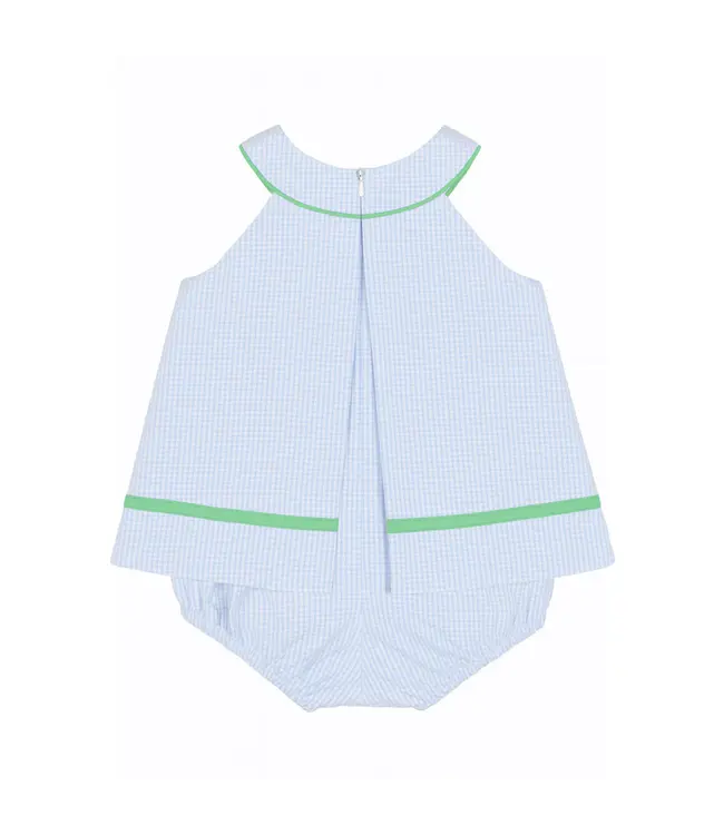 Florence Eiseman Check Seersucker Skirted Romper with Golf Cart