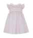 Petit Bebe Pink Bows Tiny Stripe Sleeveless Dress with White Ruffle Collar