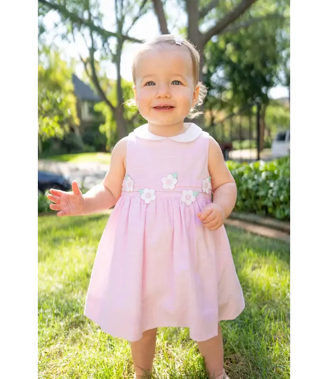 Florence Eiseman Linen Look Dress & Bloomer with Flowers