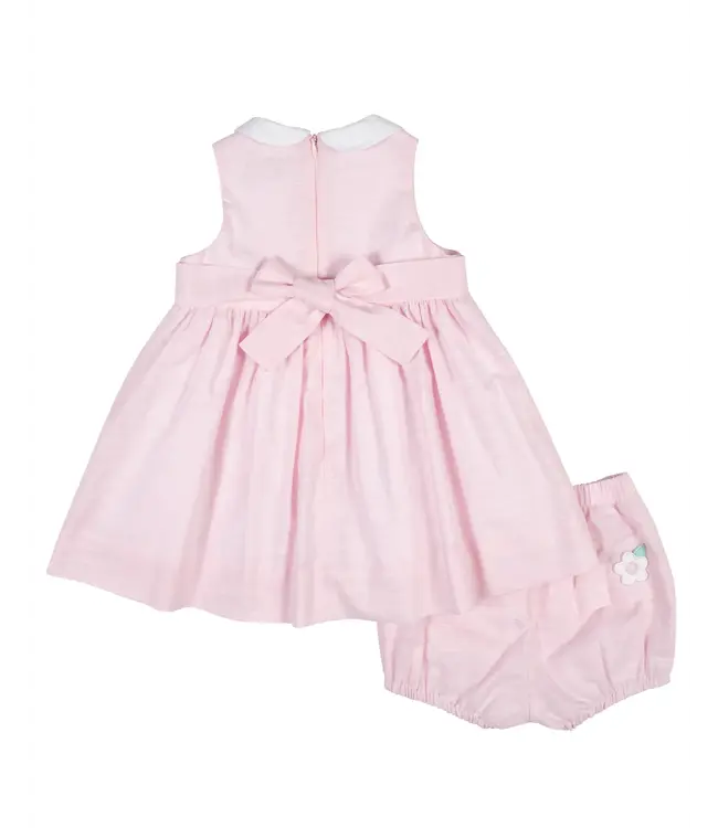 Florence Eiseman Linen Look Dress & Bloomer with Flowers