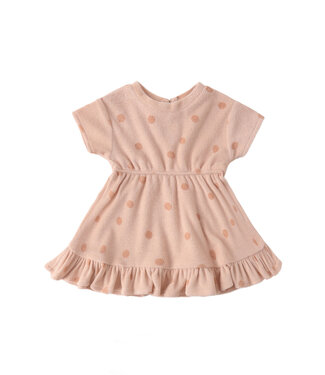 Quincy Mae Melon Polka Dot Terry Dress