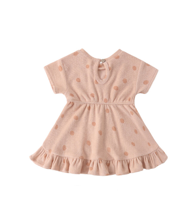 Quincy Mae Melon Polka Dot Terry Dress