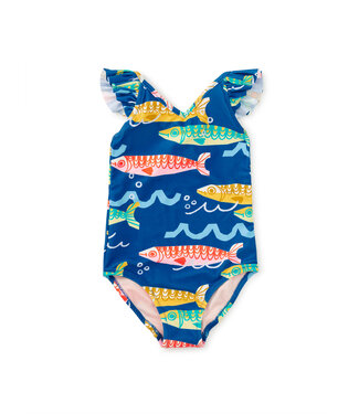 Tea Collection Sardinas Del Mar Ruffle One Pc. Swimsuit