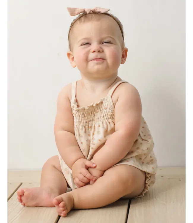 Quincy Mae Ecru Strawberries Smocked Tank Bloomer Set