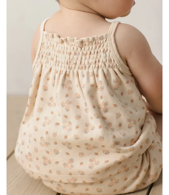 Quincy Mae Ecru Strawberries Smocked Tank Bloomer Set