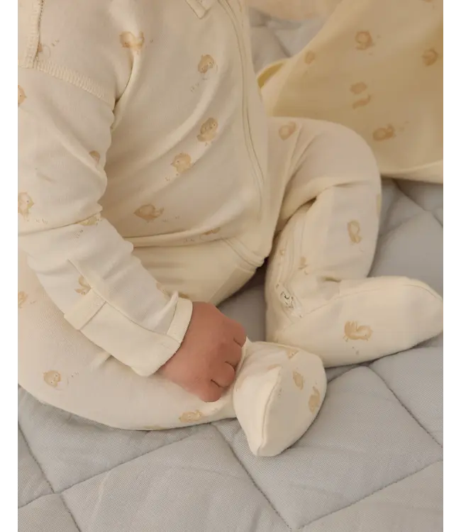 Quincy Mae Ivory Chicks L/S Zip Footie