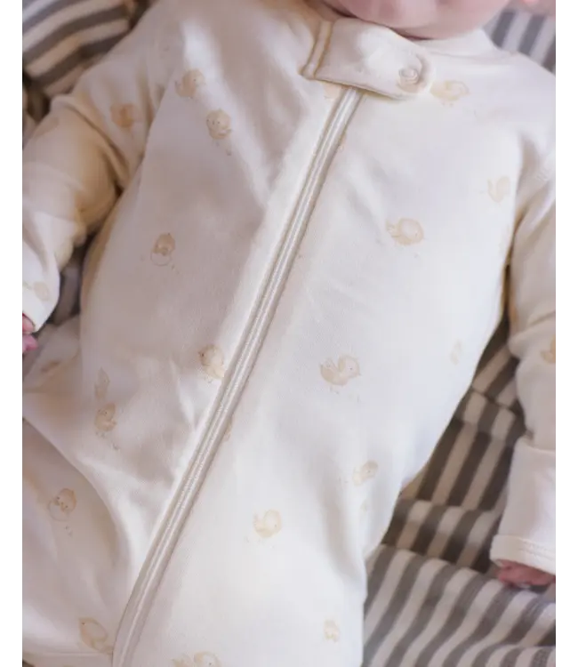 Quincy Mae Ivory Chicks L/S Zip Footie