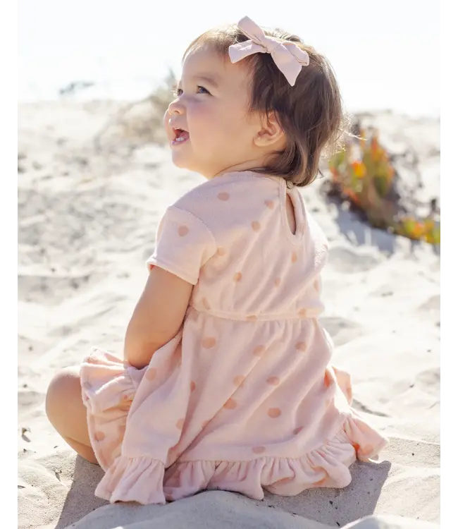 Quincy Mae Melon Polka Dot Terry Dress