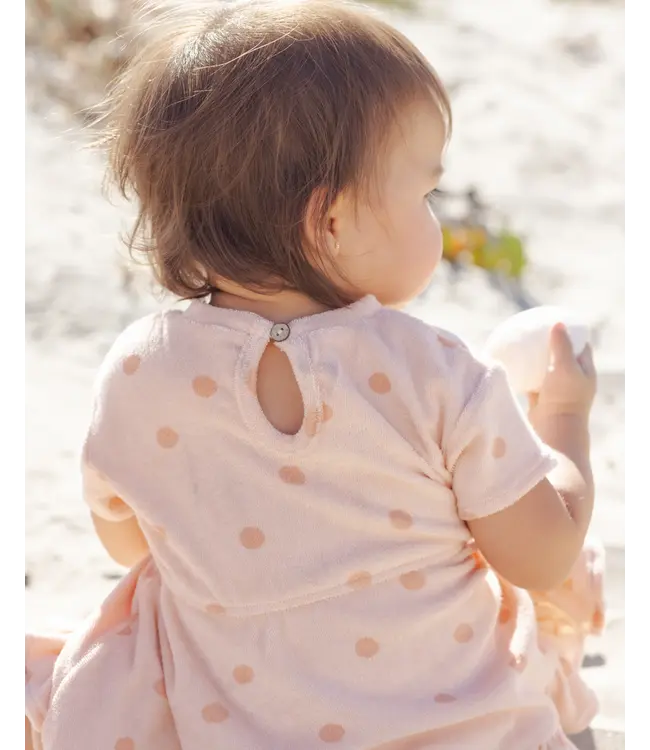 Quincy Mae Melon Polka Dot Terry Dress