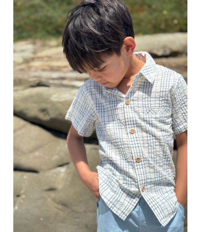 Me & Henry Chambray/Cream Plaid Woven Shirt