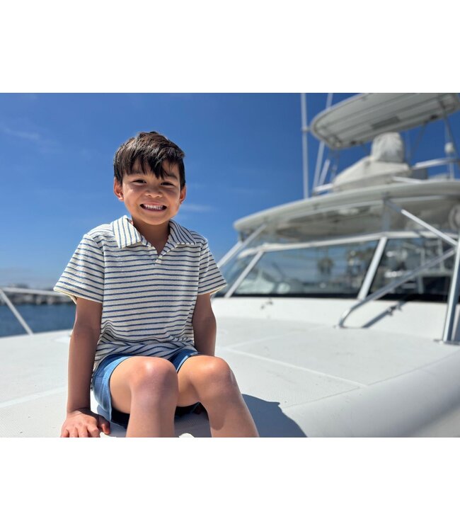 Me & Henry Chambray Stripe Terry Polo