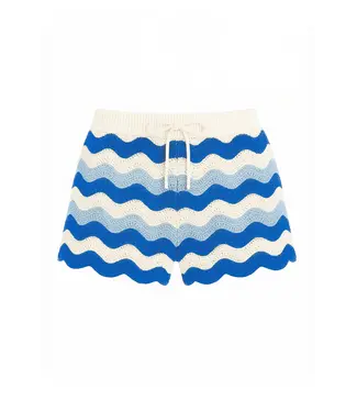 Limeapple Blue Eliora Crochet Knit Shorts