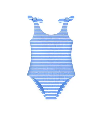 Limeapple Blue Stripe Crinkle Bow Tie One Pc. Swimsuit