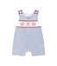 Lil Cactus Blue Seersucker Baseball Smocked Shortall