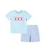 Lil Cactus Blue Gingham Crawfish Smocked Shirt & Short Set