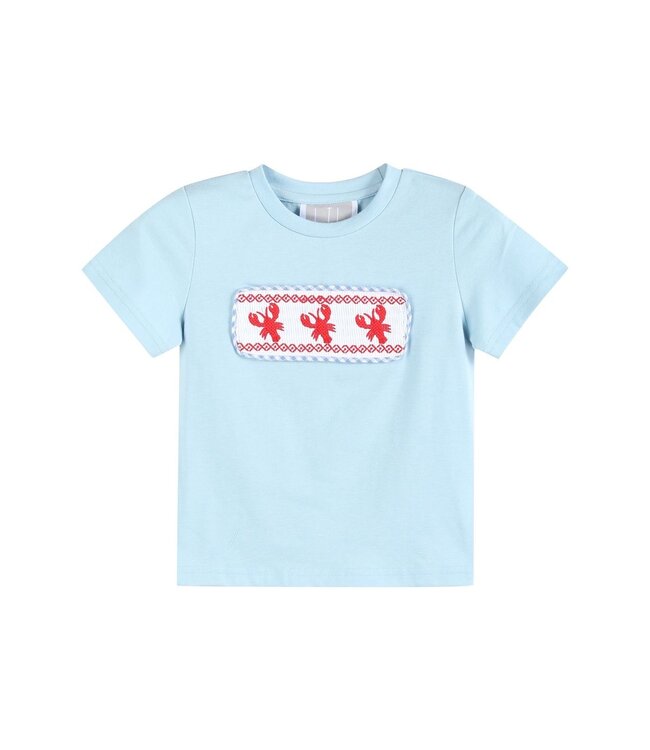 Lil Cactus Blue Gingham Crawfish Smocked Shirt & Short Set