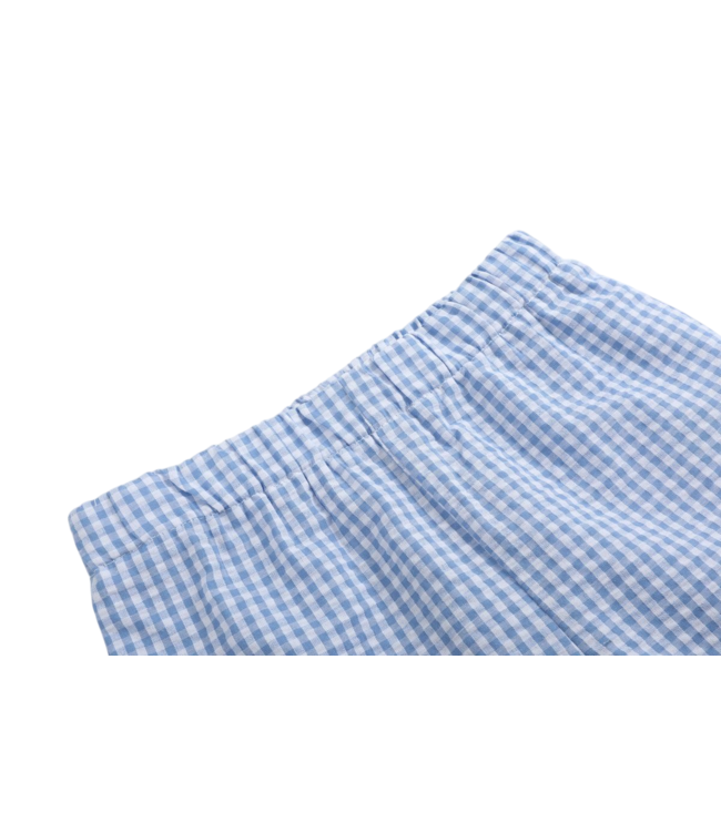 Lil Cactus Blue Gingham Crawfish Smocked Shirt & Short Set