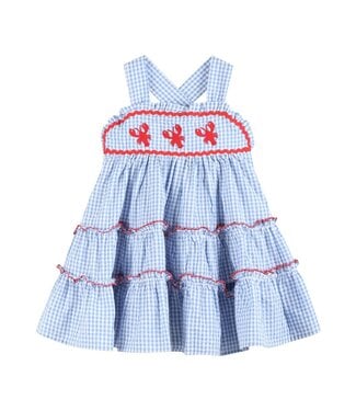 Lil Cactus Blue Gingham Crawfish Layered Sundress