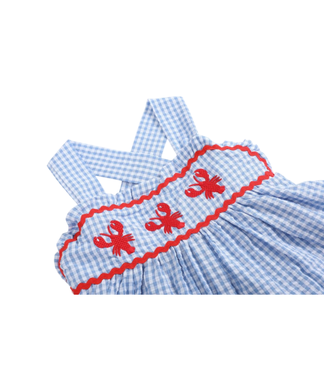 Lil Cactus Blue Gingham Crawfish Layered Sundress