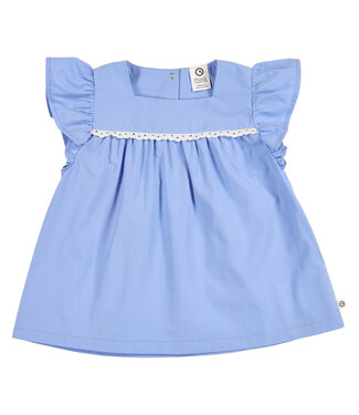 Shell Blue Poplin Frill S/S Top