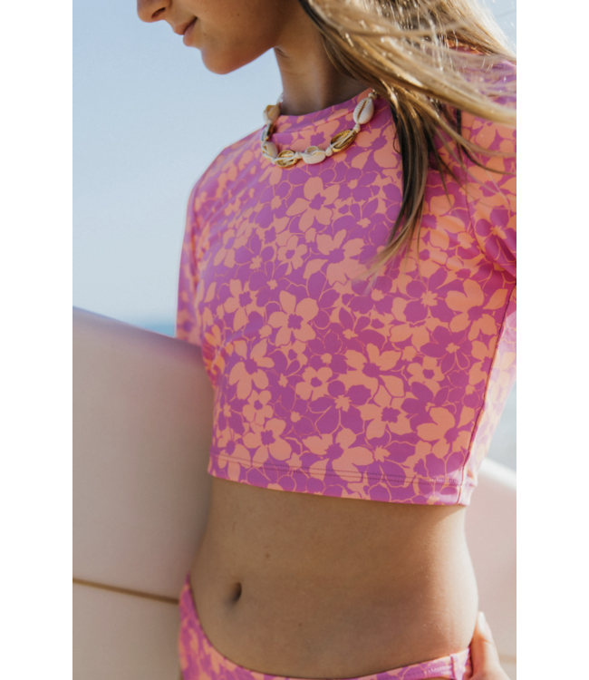Magenta Punch Waves 4 Days Rash Guard Bikini