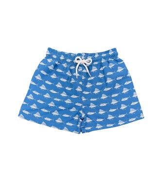 Saltwater Boys Co. Navy/White Fish Saint Simons Swim Trunks