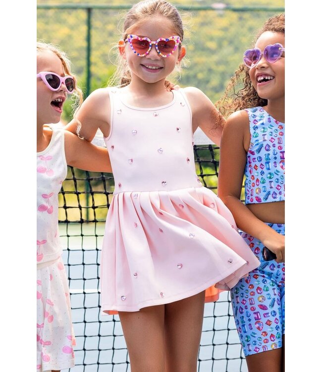 Lola & the Boys Peach Heart Scuba Tennis Dress