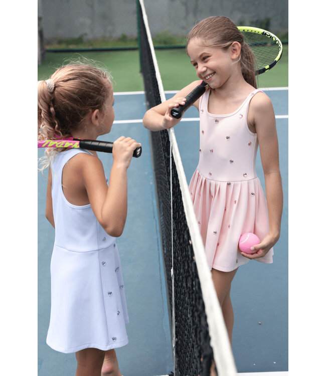 Lola & the Boys Peach Heart Scuba Tennis Dress