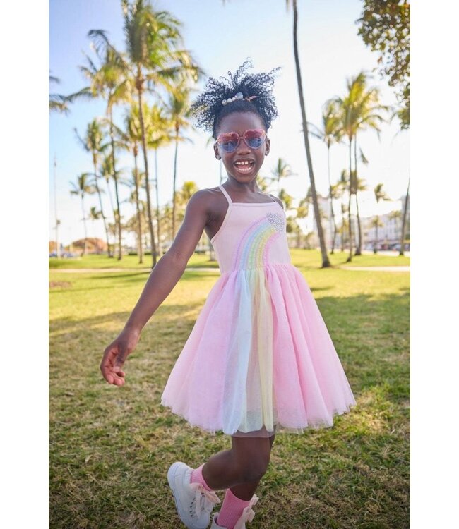 Lola & the Boys Heart Rainbow Tulle Dress