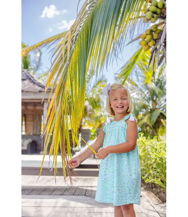 Beaufort Bonnet Sarasota School of Fish/White/Teal Laineys Little Dress