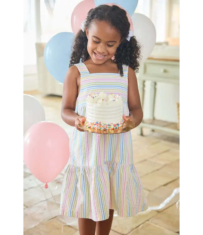 Little English Rainbow Seersucker Stripe Georgia Dress