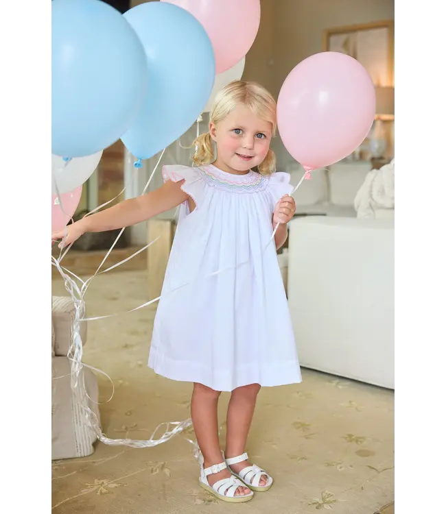 Little English Rainbow Smocked Bishop Dress