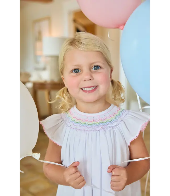 Little English Rainbow Smocked Bishop Dress