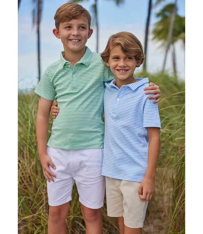 Little English Light Blue Stripe S/S Polo