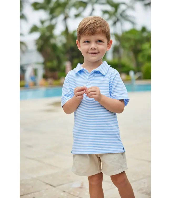 Little English Light Blue Stripe S/S Polo