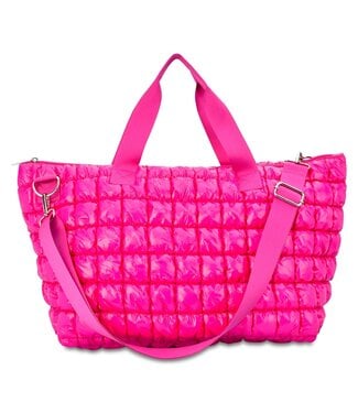 Iscream Hot Pink Shiny Puffer Overnight Bag