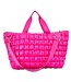 Hot Pink Shiny Puffer Overnight Bag