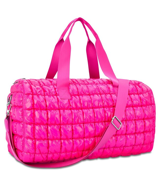 Hot Pink Shiny Puffer Duffel Bag
