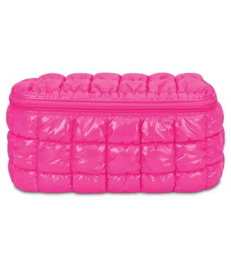 Iscream Hot Pink Shiny Puffer Cosmetic Case