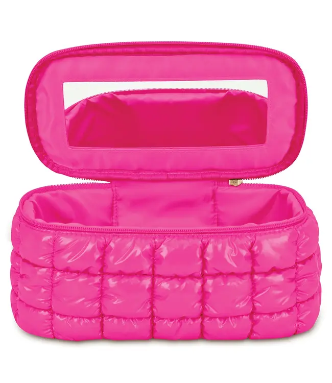 Hot Pink Shiny Puffer Cosmetic Case