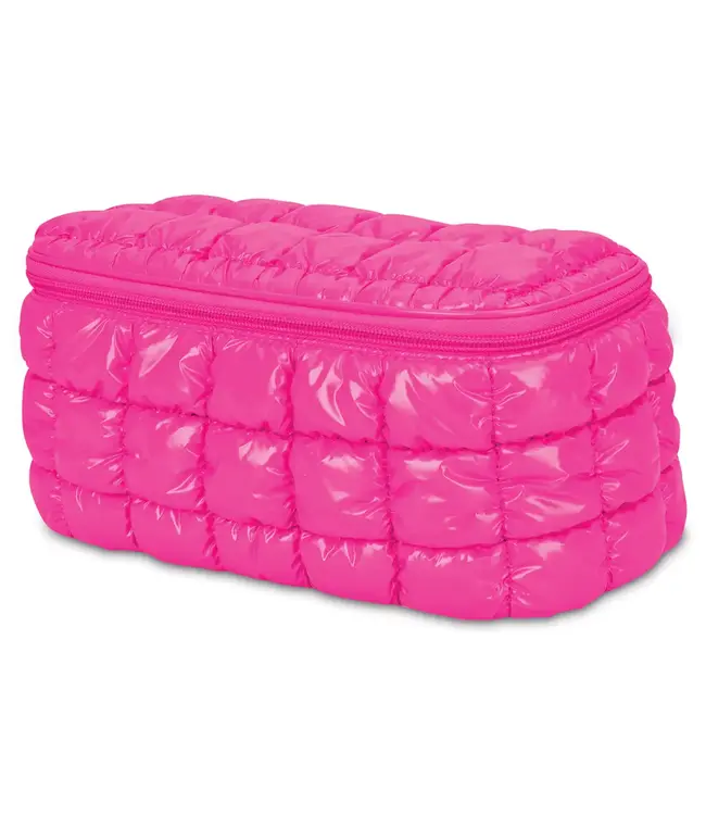 Iscream Hot Pink Shiny Puffer Cosmetic Case