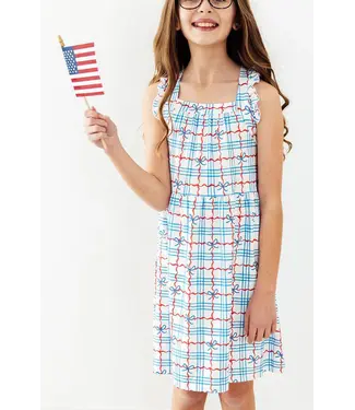 Mila & Rose Patriotic Picnic Ruffle Cross Back Dress