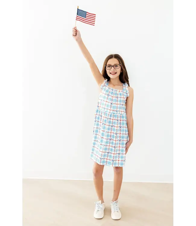 Mila & Rose Patriotic Picnic Ruffle Cross Back Dress