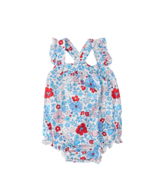 Mila & Rose Patriotic Petals Ruffle Cross Back Romper