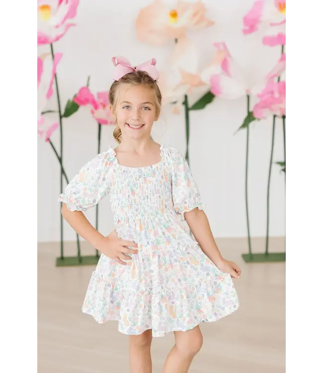 Mila & Rose Hoppy Easter Smocked Ruffle Dress